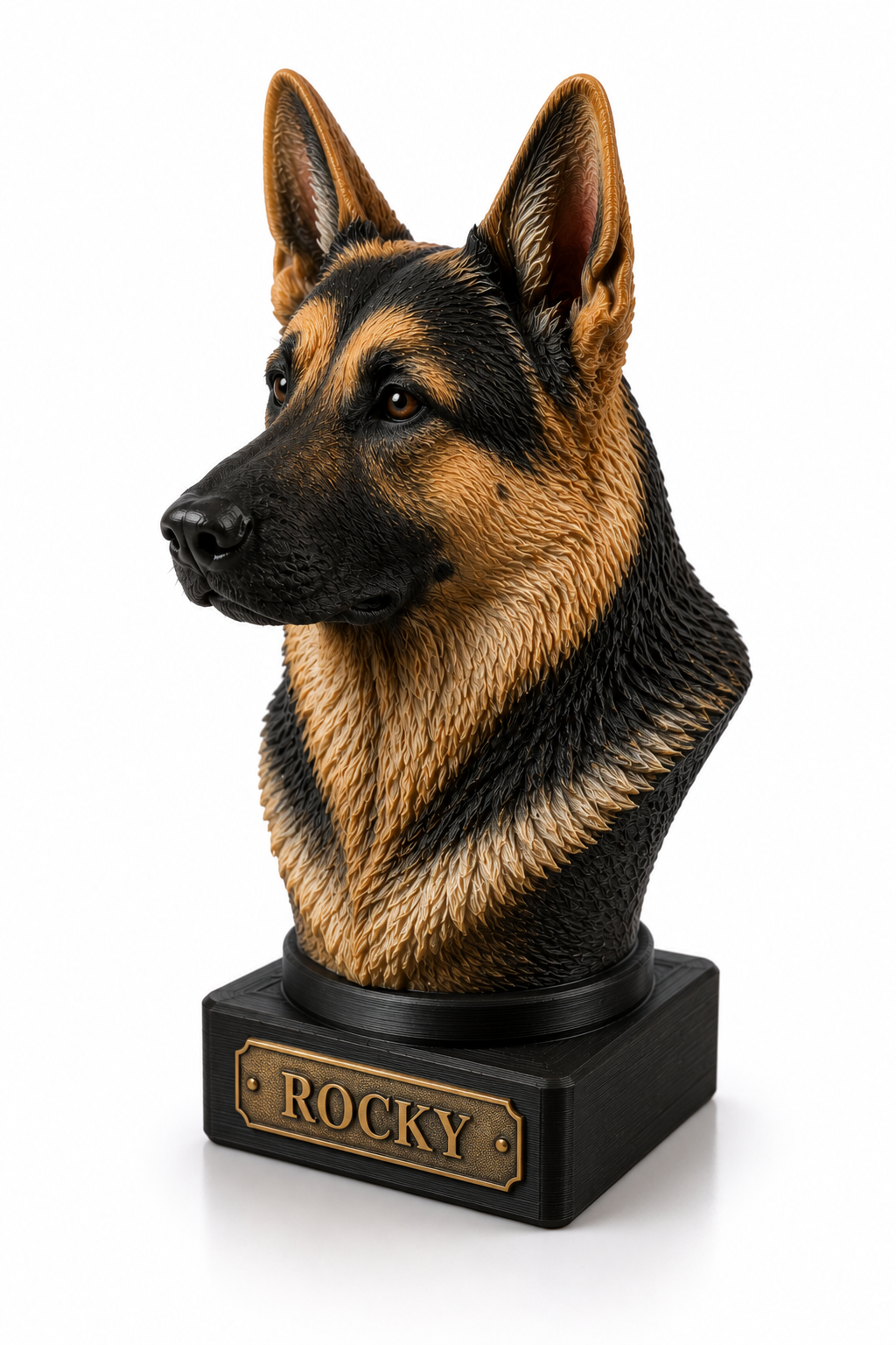Busto animal realista con placa