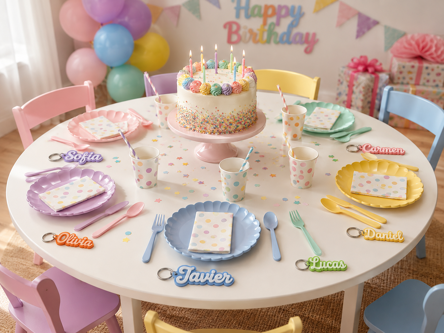 Llavero de cumpleaños con nombre personalizado