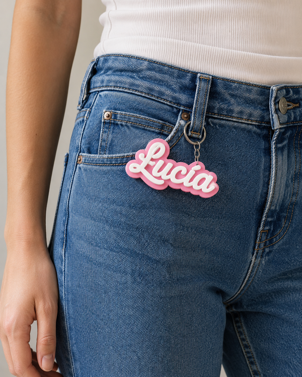Llavero con nombre personalizado femenino con bolsillo