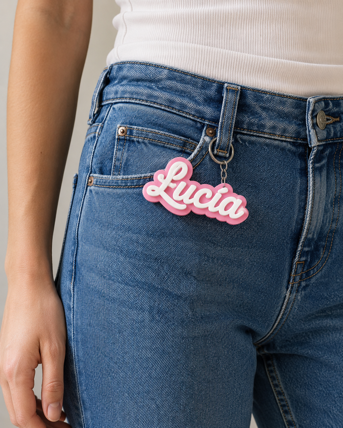 Llavero con nombre personalizado femenino con bolsillo